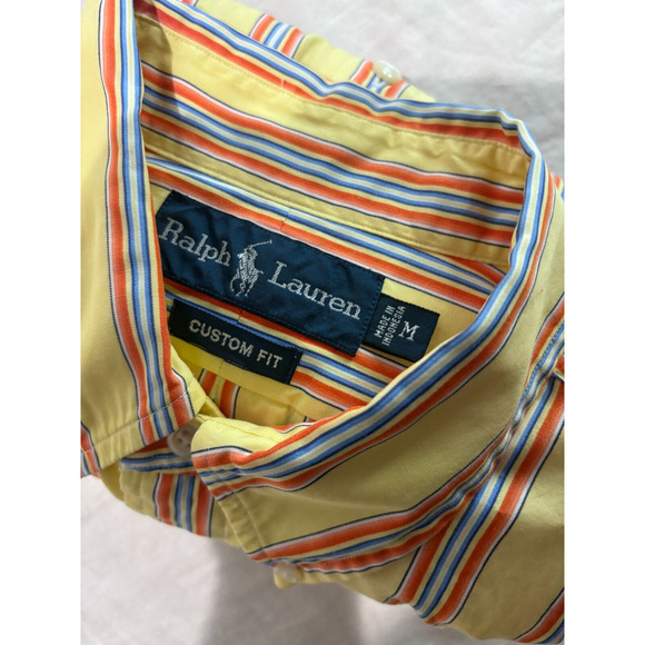 Ralph Lauren Yellow Striped Button up Shirt Mens M Long Sleeve - Picture 3 of 8